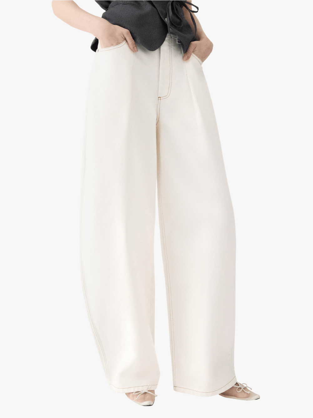 Jacquemus Ovalo de‑Nîmes Jeans Off‑white/Tabac Cream Damen
