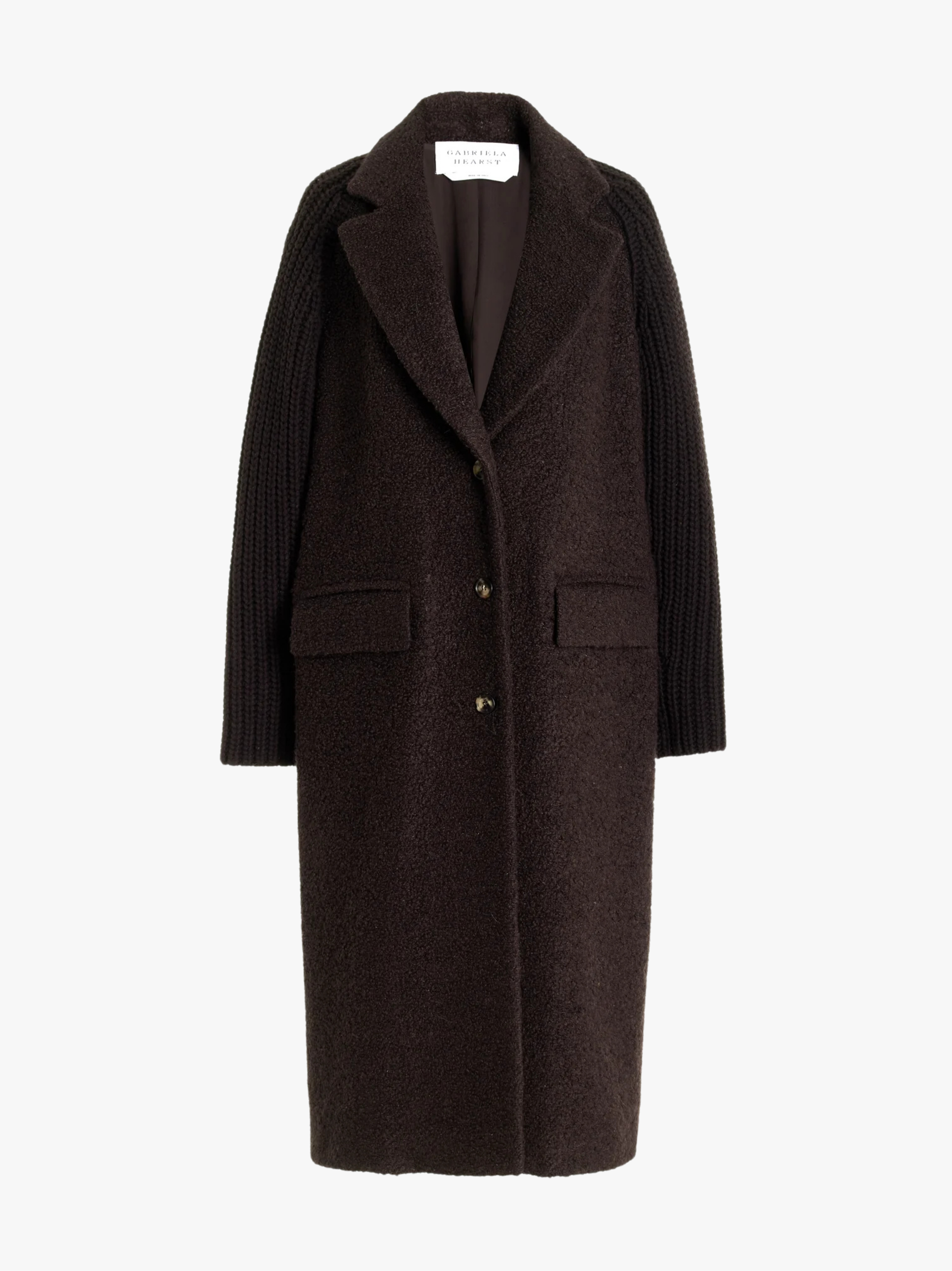 Gabriela Hearst Charles Coat Chocolate Brown Recycled Cashmere Bouclé Women Gabriela Hearst Charles Coat Chocolate Brown Recycled Cashmere Bouclé Women