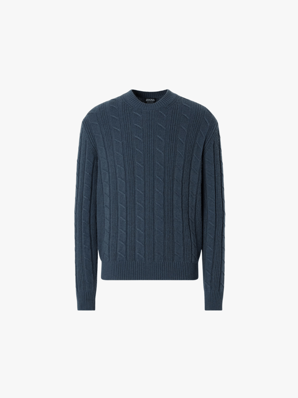 Zegna Rundhalspullover aus Oasi Cashmere in meliertem Hellblau Herren