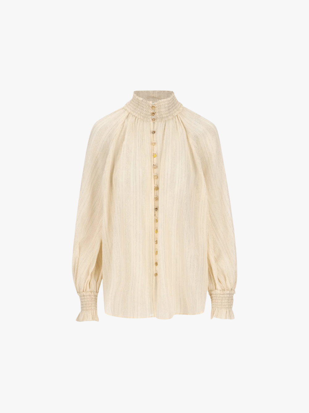 Zimmermann Aster Metallic Stripe Shirt Gold Cream Damen Bluse