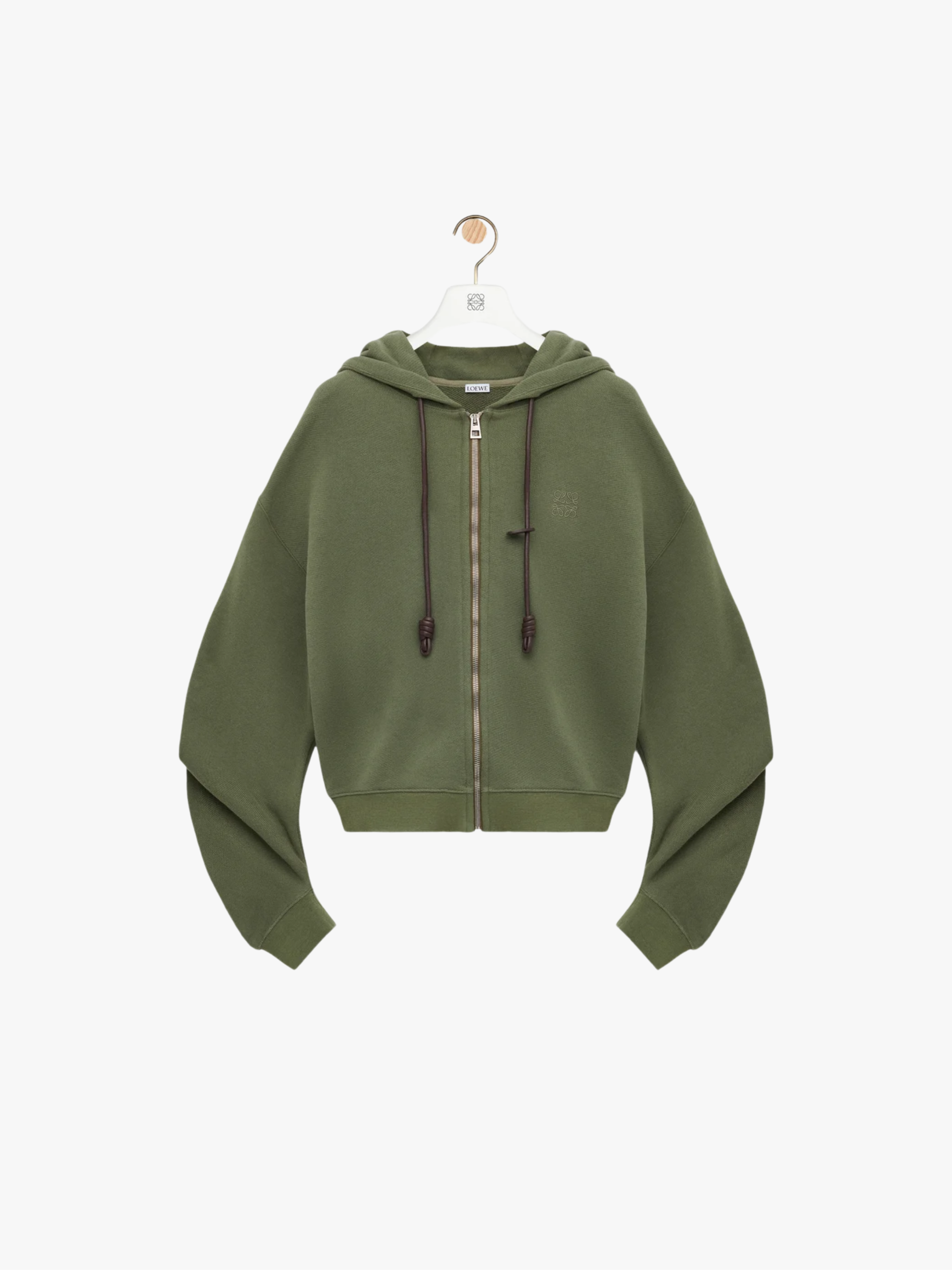 Loewe Flamenco Hoodie aus Baumwolle und Kaschmir Khakigrün Damen