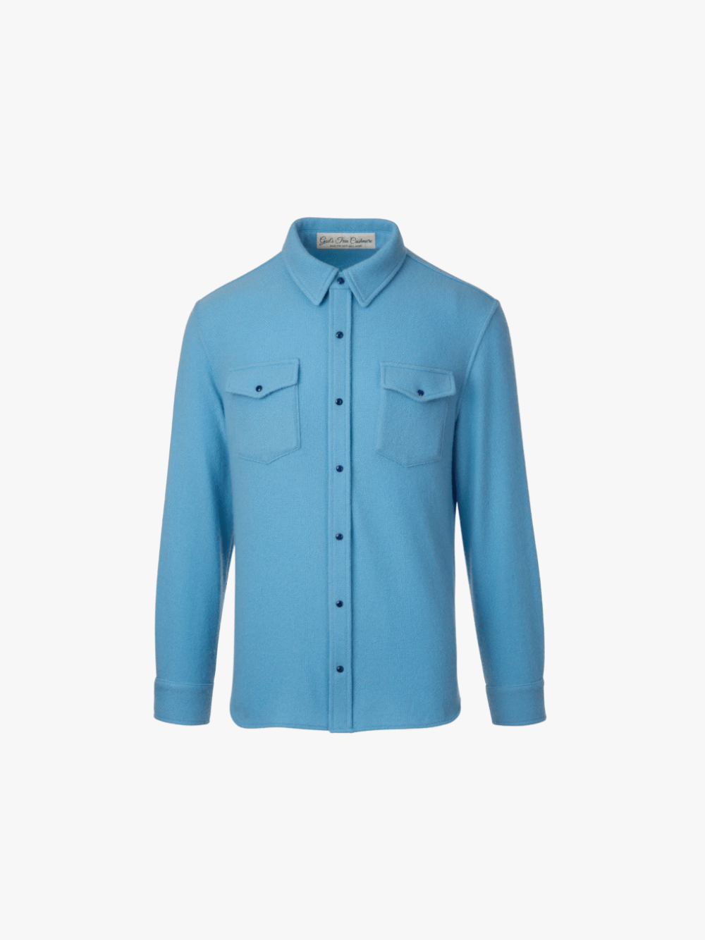 God’s True Cashmere Blue Lagoon Solid Cashmere Shirt Blau Herren