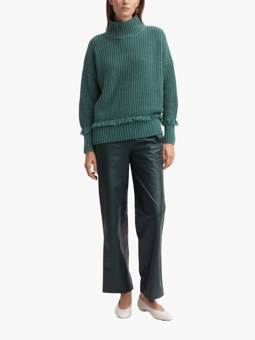 Iris von Arnim Panera Fringes Sweater Fern Women's