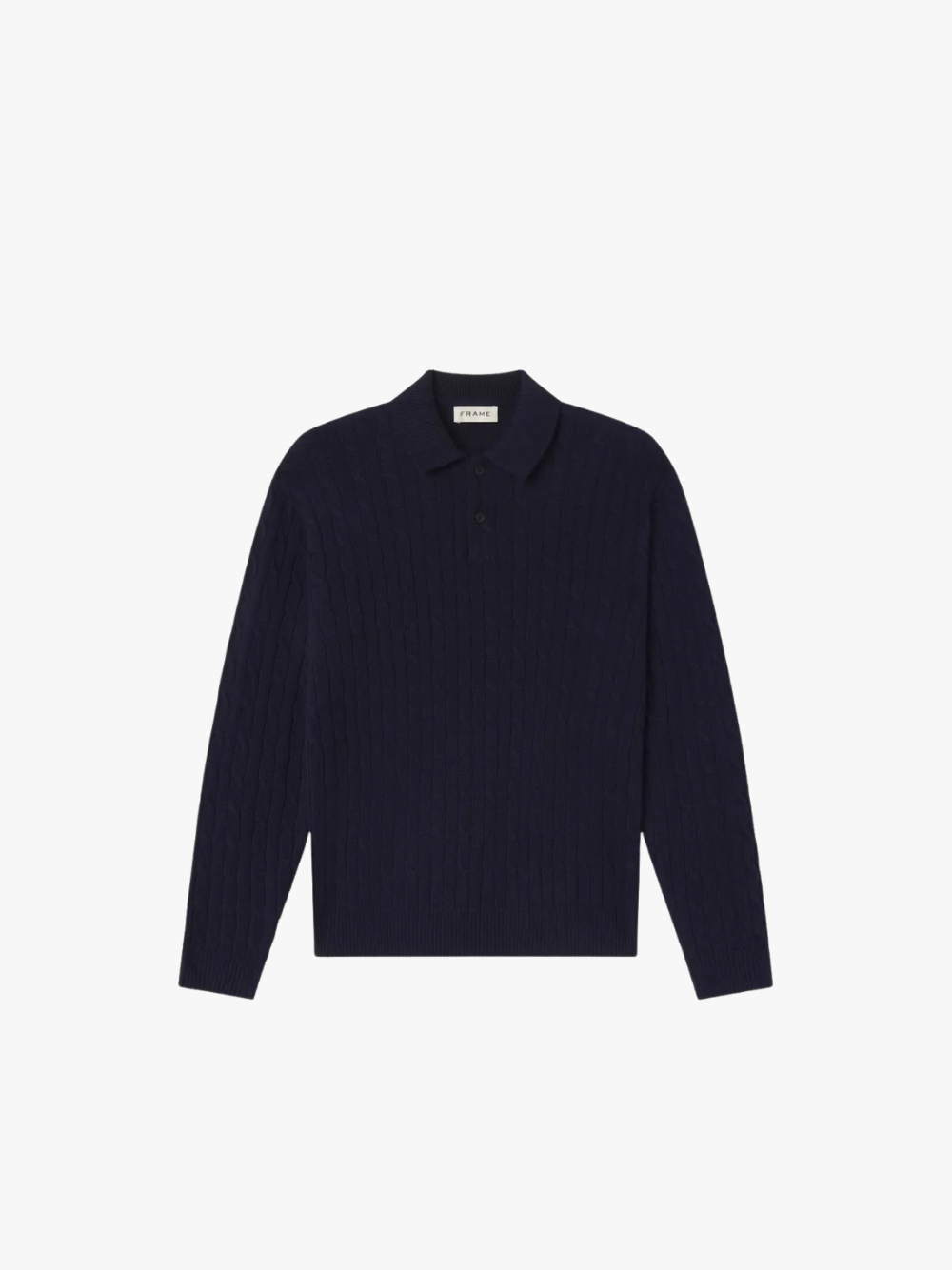 Frame Cable‑Knit Polo Shirt Blau Herren