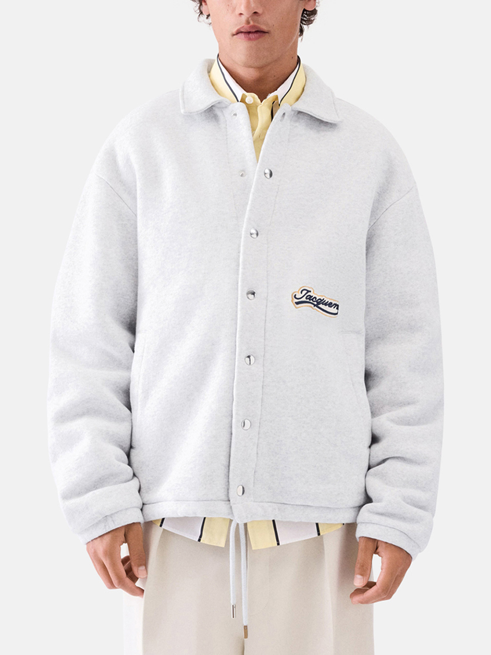 Jacquemus Gio Überhemd mit gesticktem Aufnäher Grau Herren