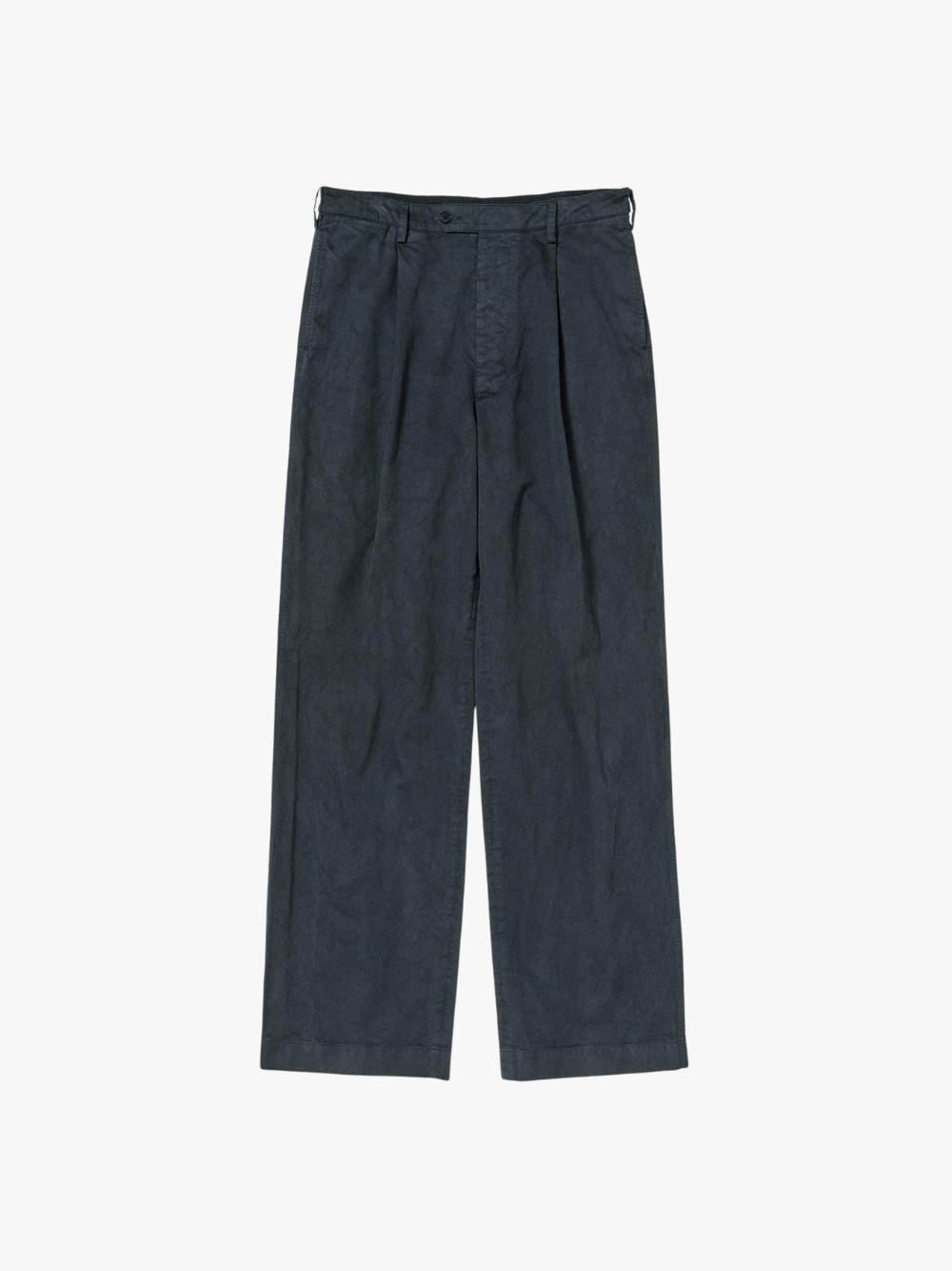 Auralee Garment‑Dyed Finx Light Chino One‑Tuck Wide Hose Schwarz Herren