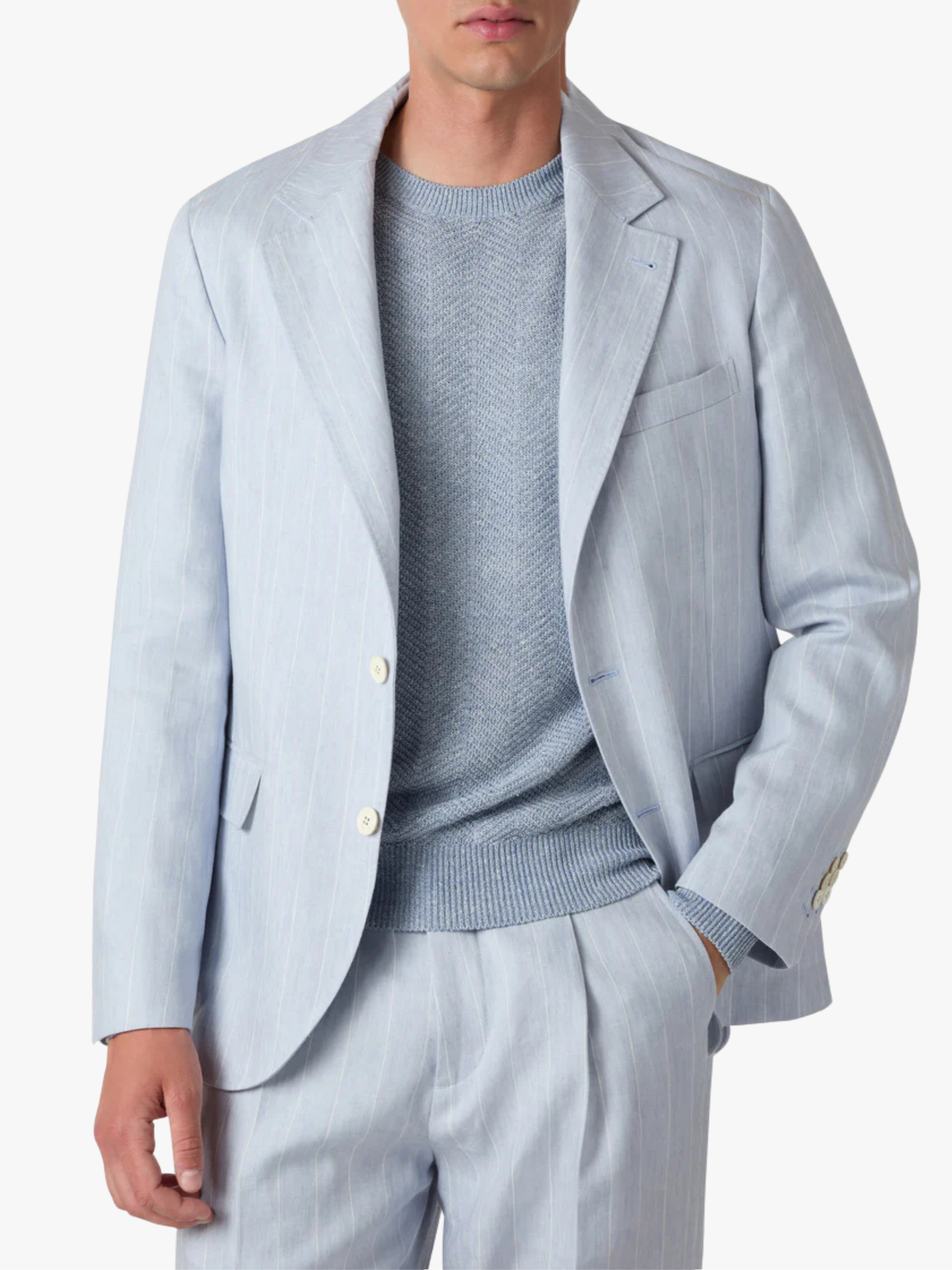 Brett Johnson Linen Single Breast Blazer Light Ocean Men’s Blazer