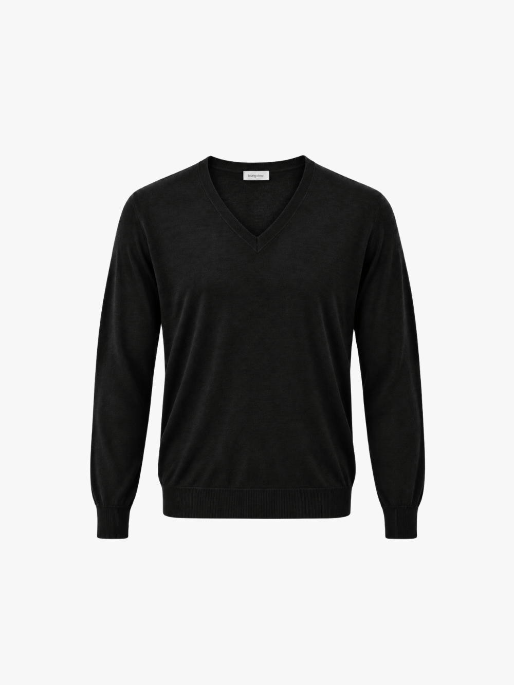 Bungalow V-Neck Strick Pullover Schwarz Herren