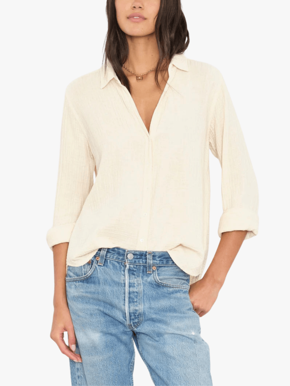 Xirena Oysterette Scout Shirt Cremefarbenes Hemd Damen