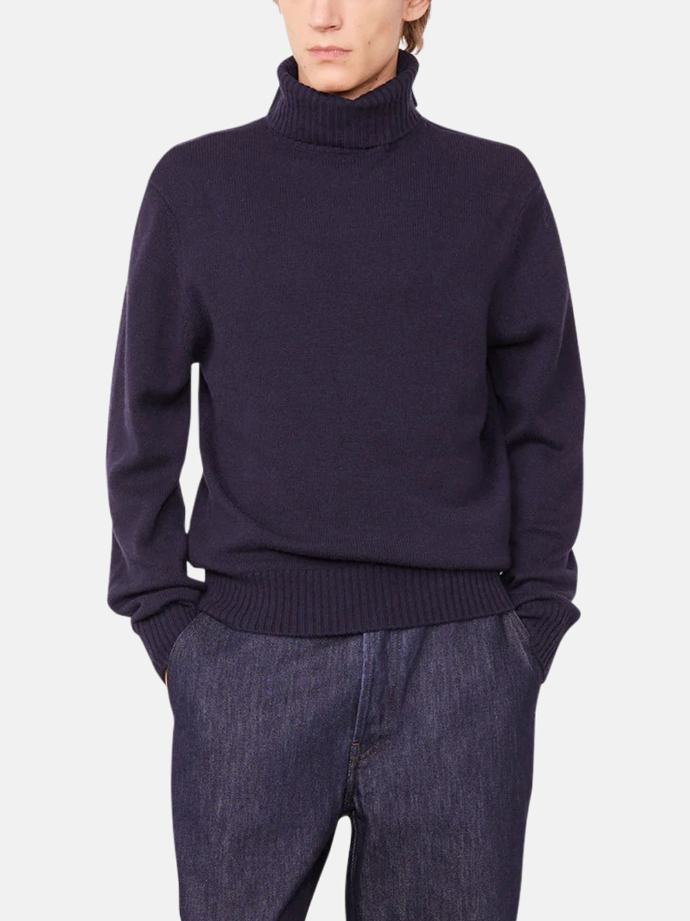 Officine Générale Mytneck Sweater Merinowolle/Cashmere Dunkelblau Herren