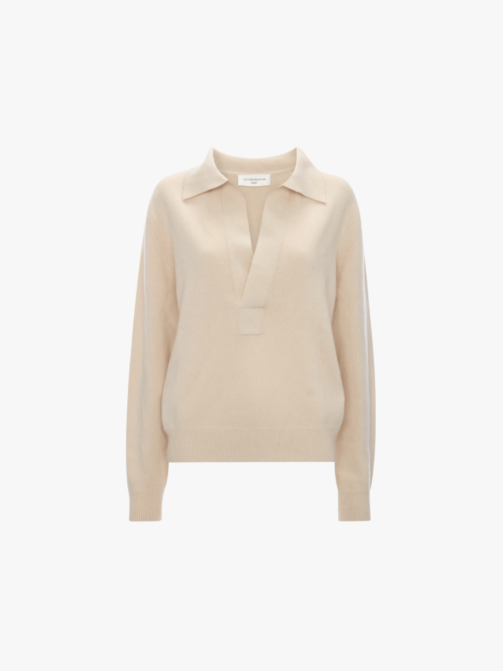 Victoria Beckham Polo Collar Strickpullover Elderflower Cream Damen