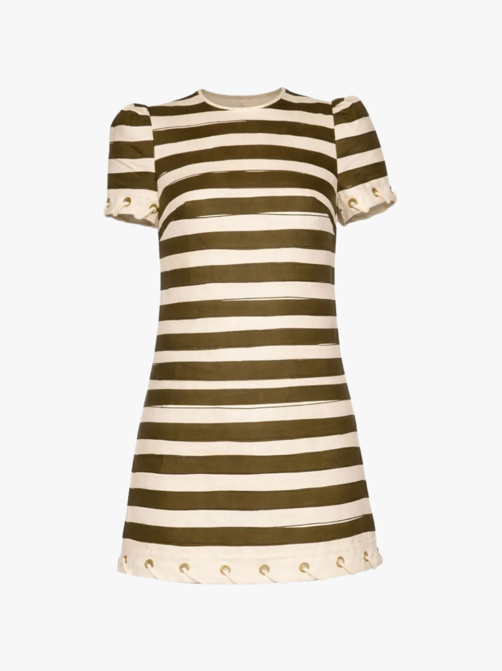 ZIMMERMANN Gestreiftes Minikleid mit Ösen Oliv/Beige Damen