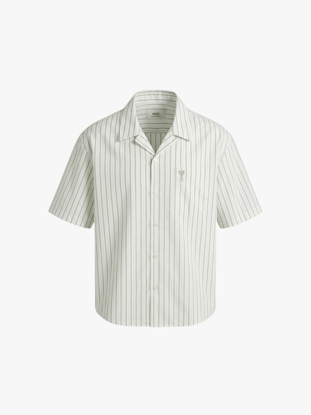 Ami Paris Ami de Coeur White Striped Short-Sleeve Shirt for Men