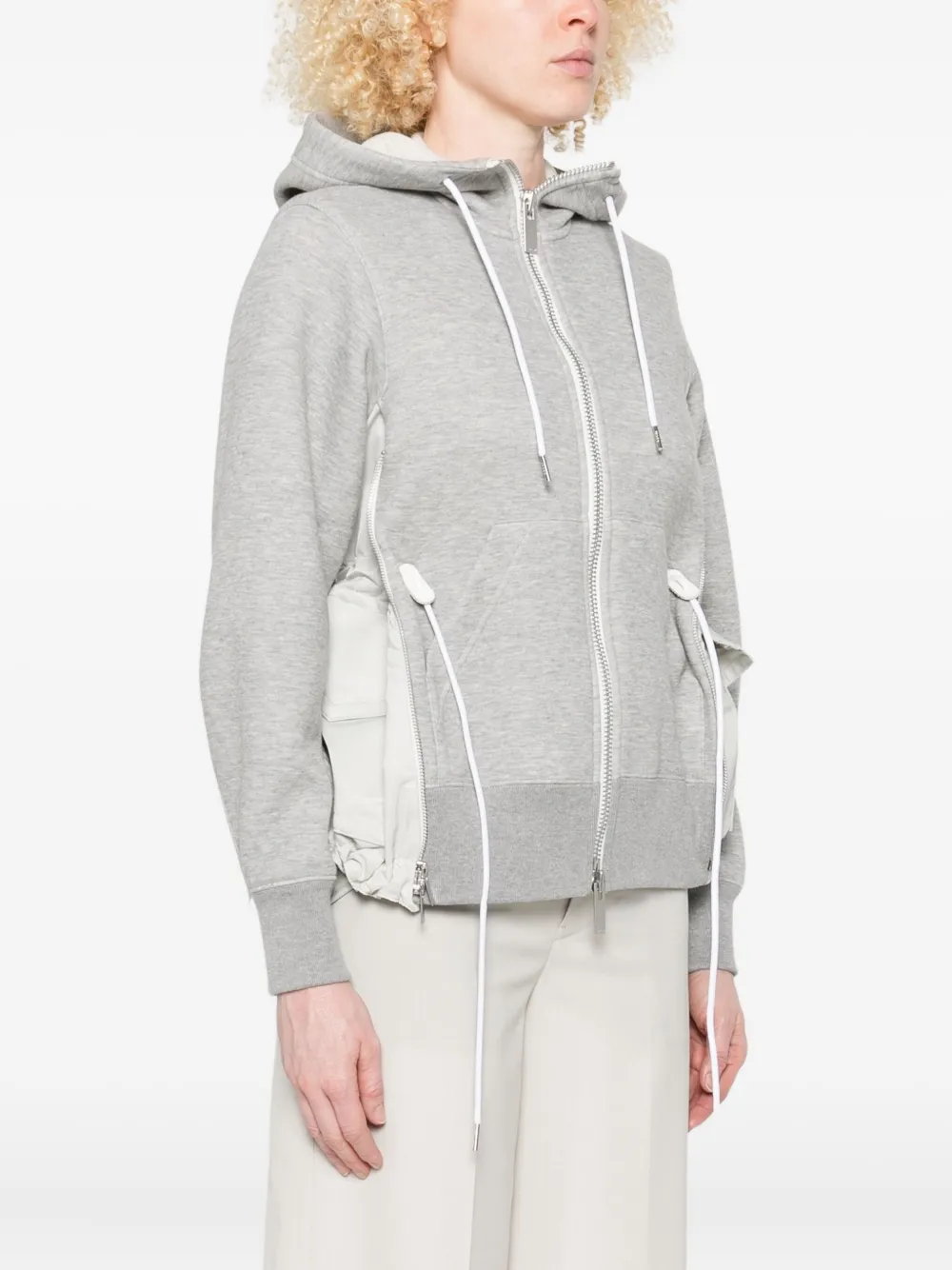 Sacai Sponge Sweat Hoodie Jacket Gray Women Sacai Sponge Sweat Hoodie Jacket Gray Women