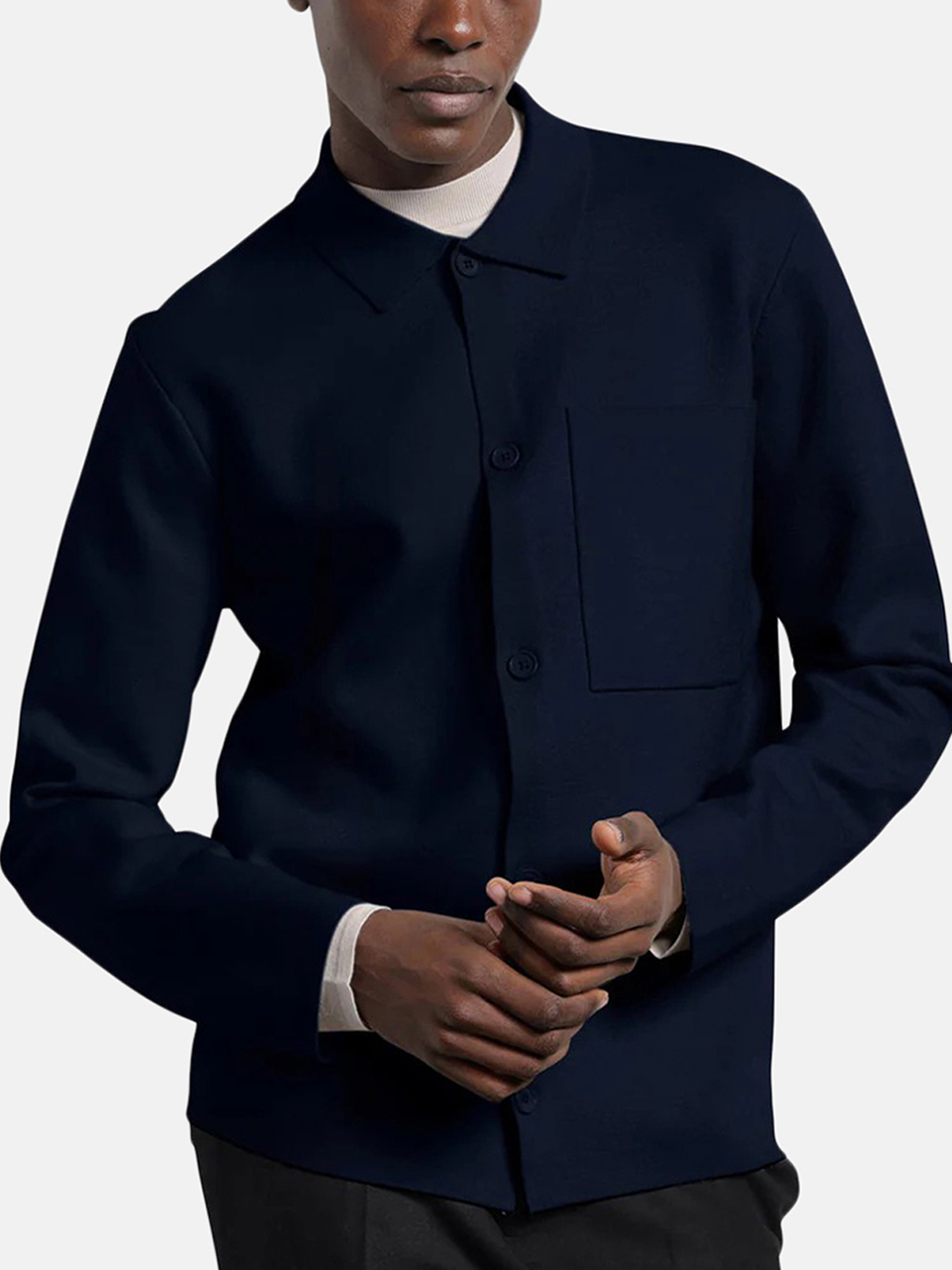 Kiefermann Clemenso Compact Merino Wool Cardigan Dark Navy Men