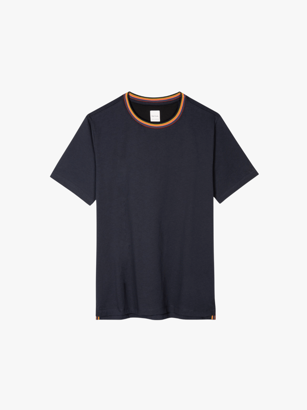 Paul Smith Artist Stripe Collar Cotton T-Shirt Navy Herren