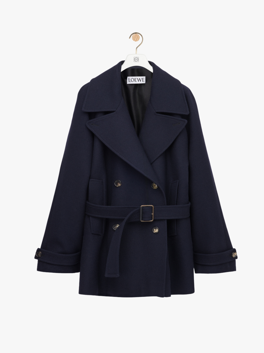 LOEWE Caban jacket with buttoned belt Navy blue Women