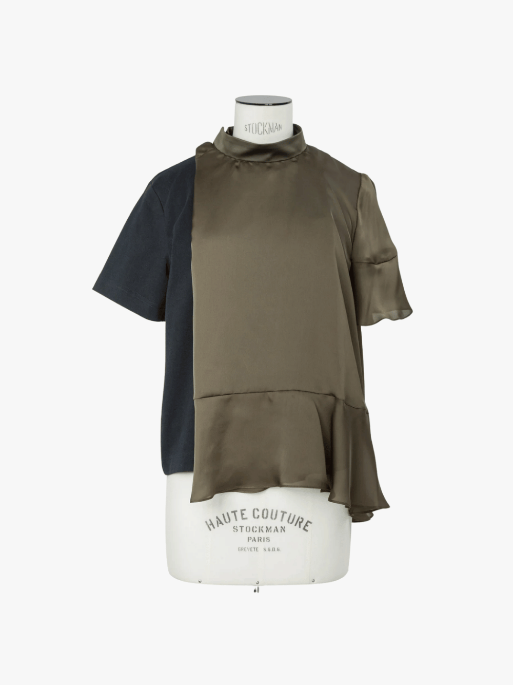 Sacai Satin x Cotton Jersey T-Shirt Navy Women's