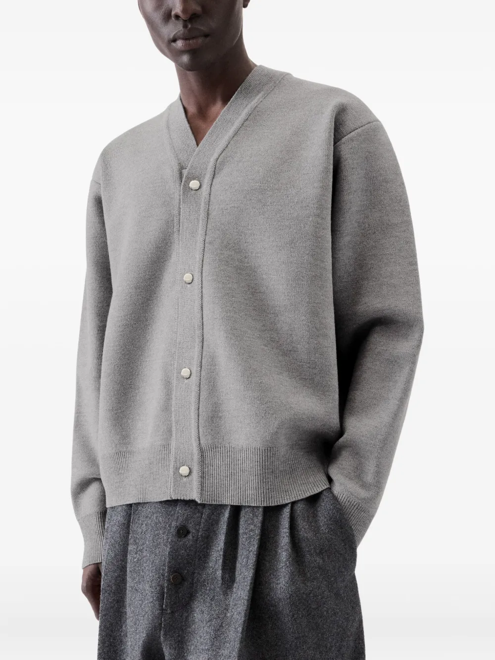 Jacquemus V-neck cardigan, gray, men's