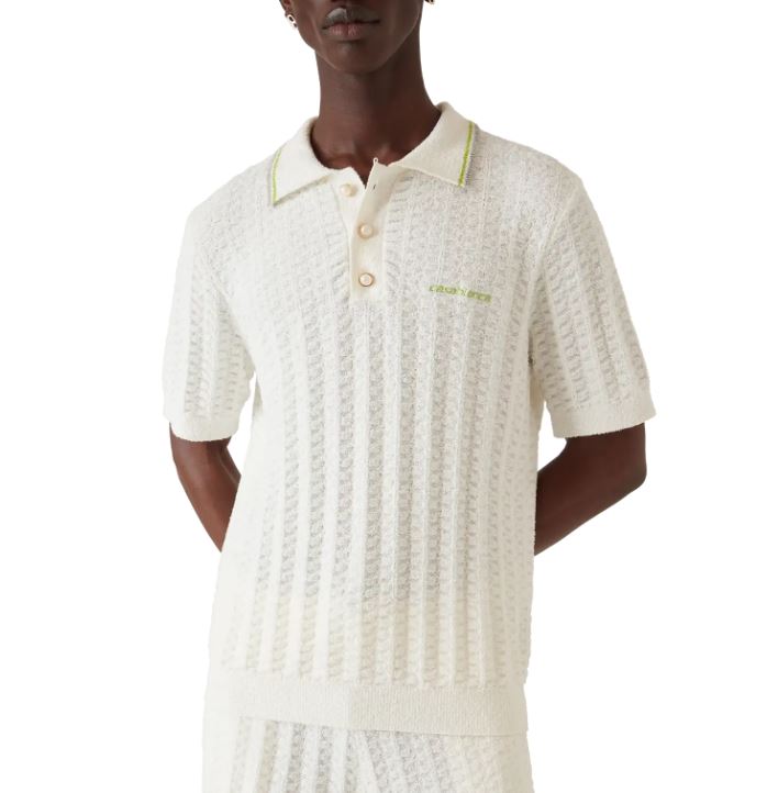 Casablanca Tennis Bouclé Polo Shirt Weiß Herren