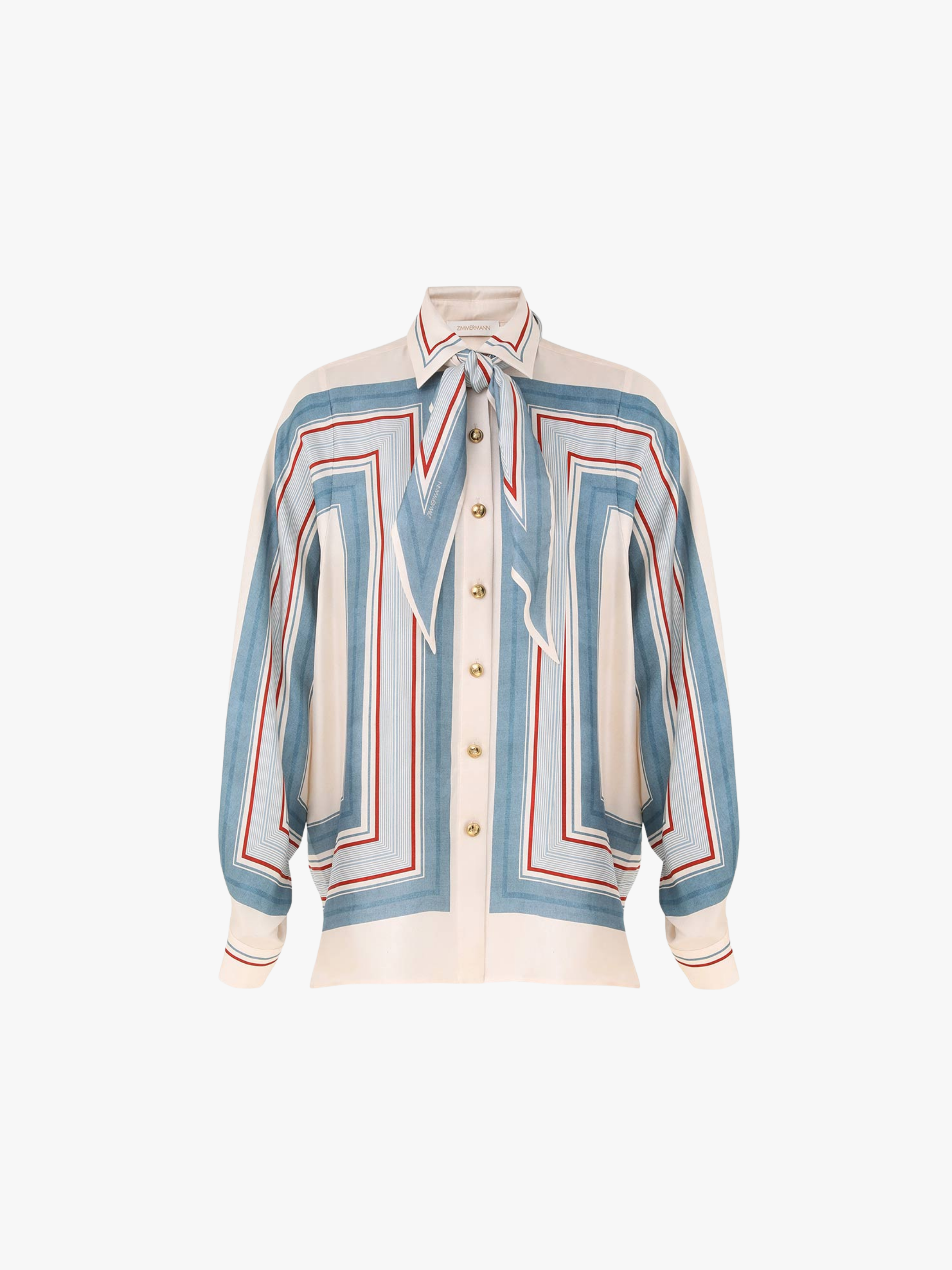 Zimmermann Relaxed Scarf Shirt Ticking Stripe Damen