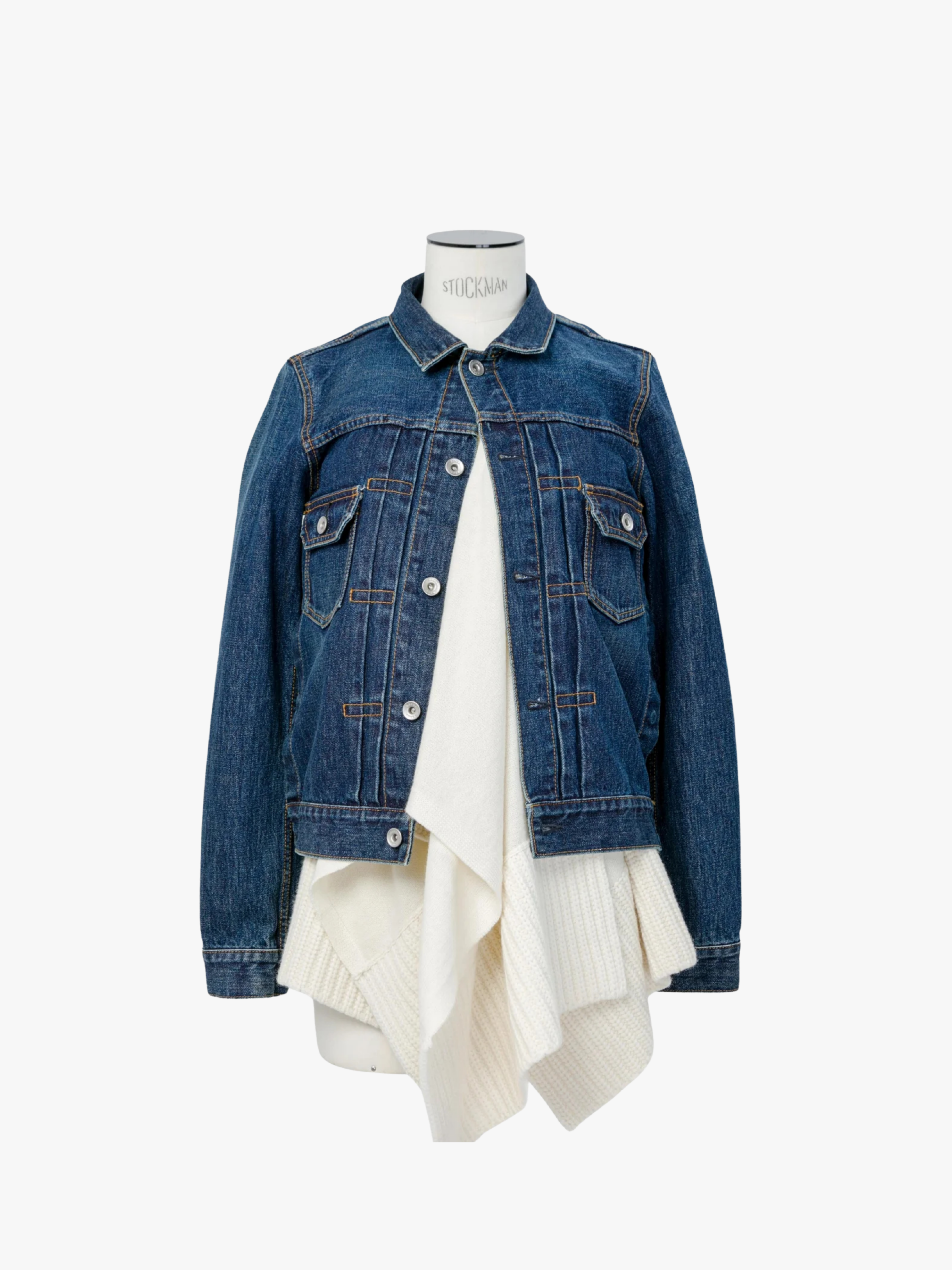Sacai Denim x Wool Knit Jacke Blau Herren