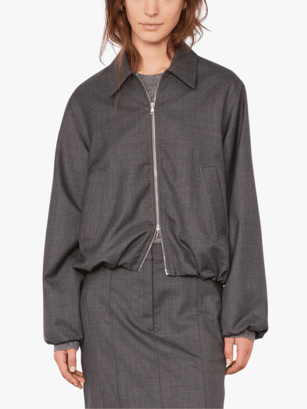 Officine Generale Marla Bomber Mid Heather Grau Damen