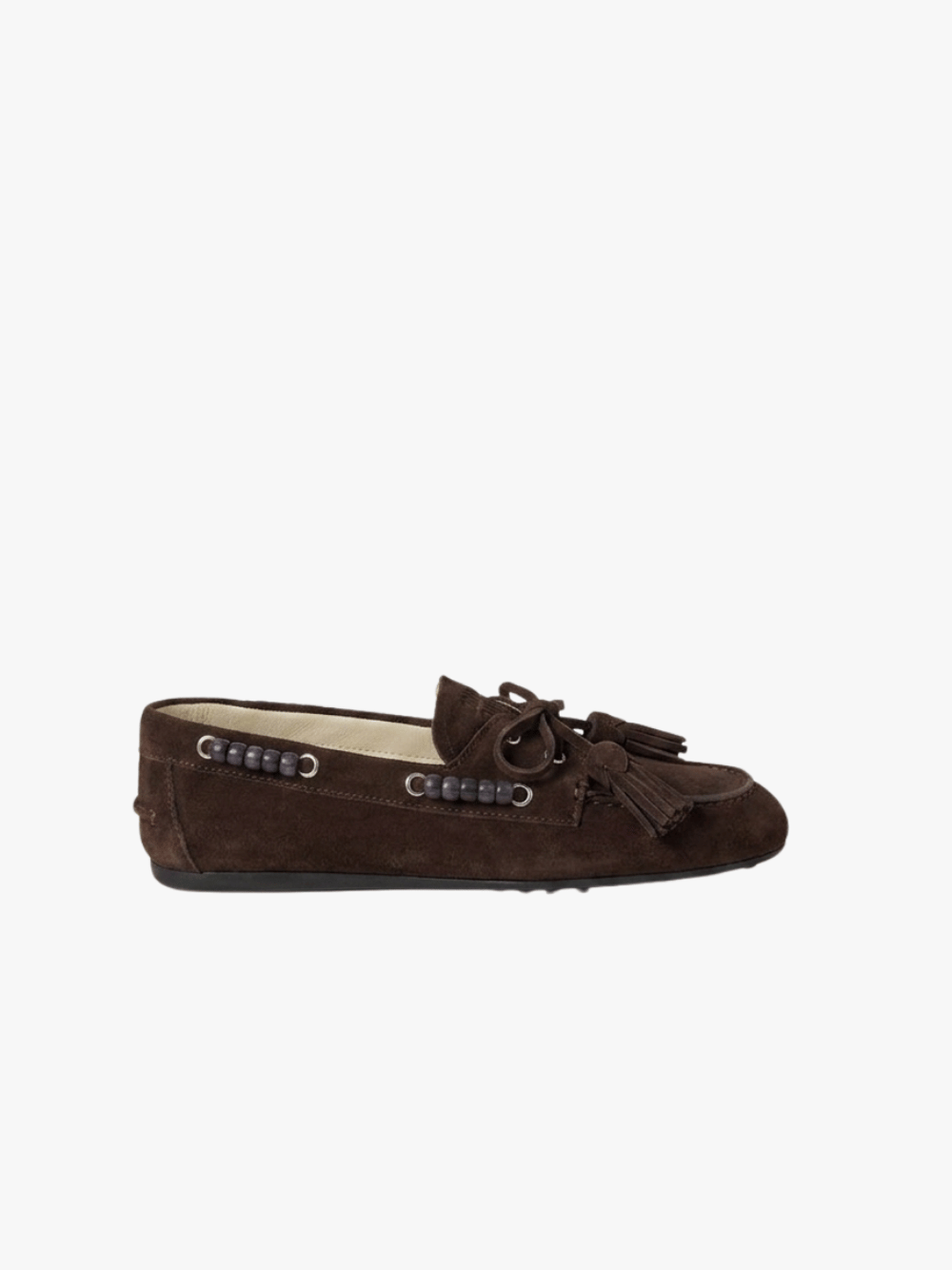 Miu Miu Deckschuhe aus Wildleder mit Quasten Dunkelbraun Loafer Damen