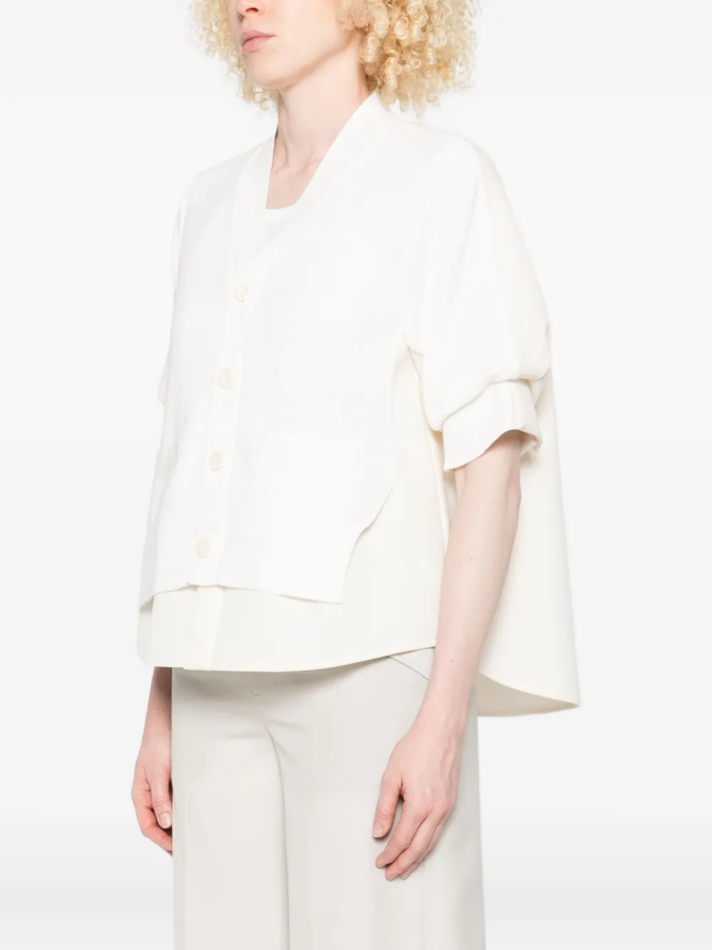 Sacai Geknöpftes Hemd im Layering-Look Weiß Damen