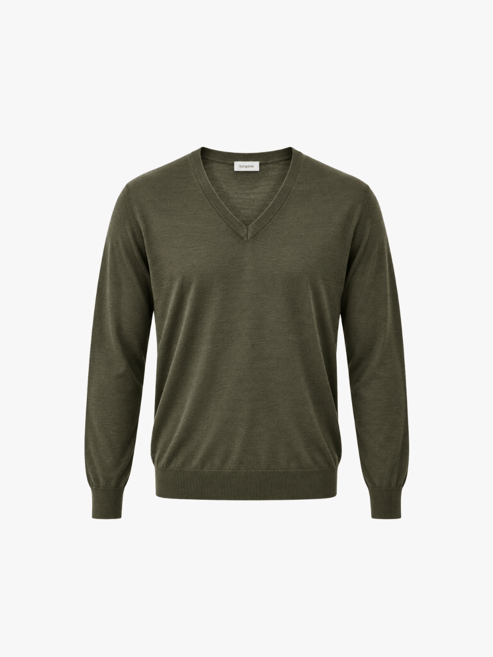 Bungalow V-Neck Strick Pullover Grün Herren