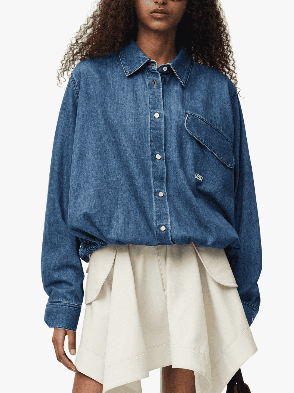 Loewe Denim Hemd mit Gürtel Hellblau Damen