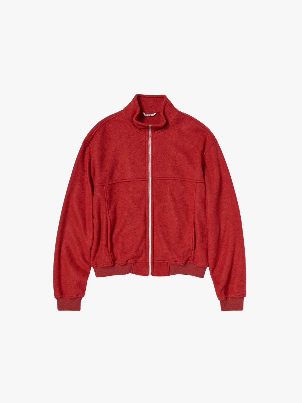 Auralee Pure Silk Comfort Fleece Zip Blouson Rot Herren