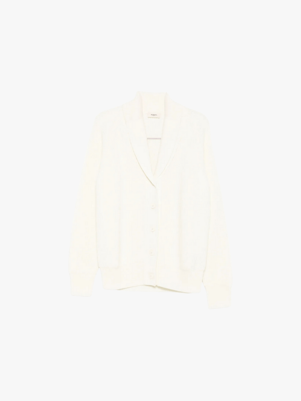 Barena Gerippte Strickjacke mit Schalkragen Off-White Damen