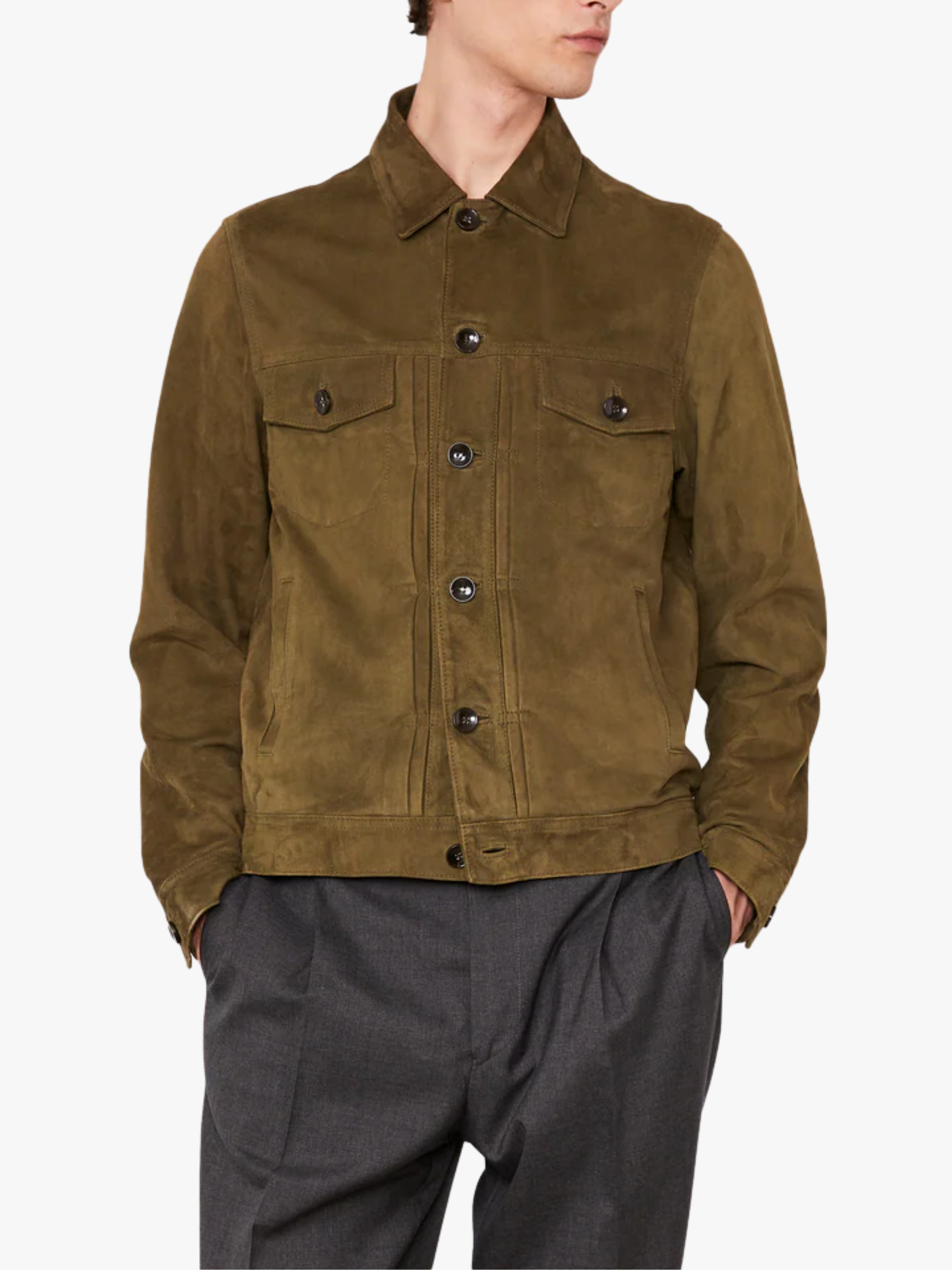 Officine Générale Ziegenleder Olive Original Lederjacke Herren
