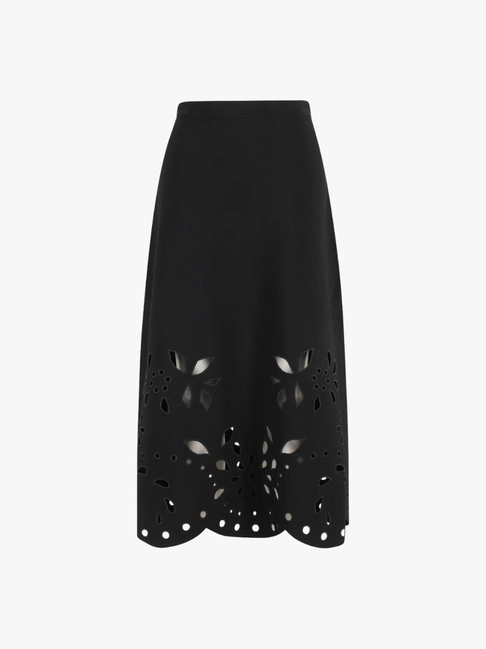 Ulla Johnson Grace floral midi skirt with laser cut black women