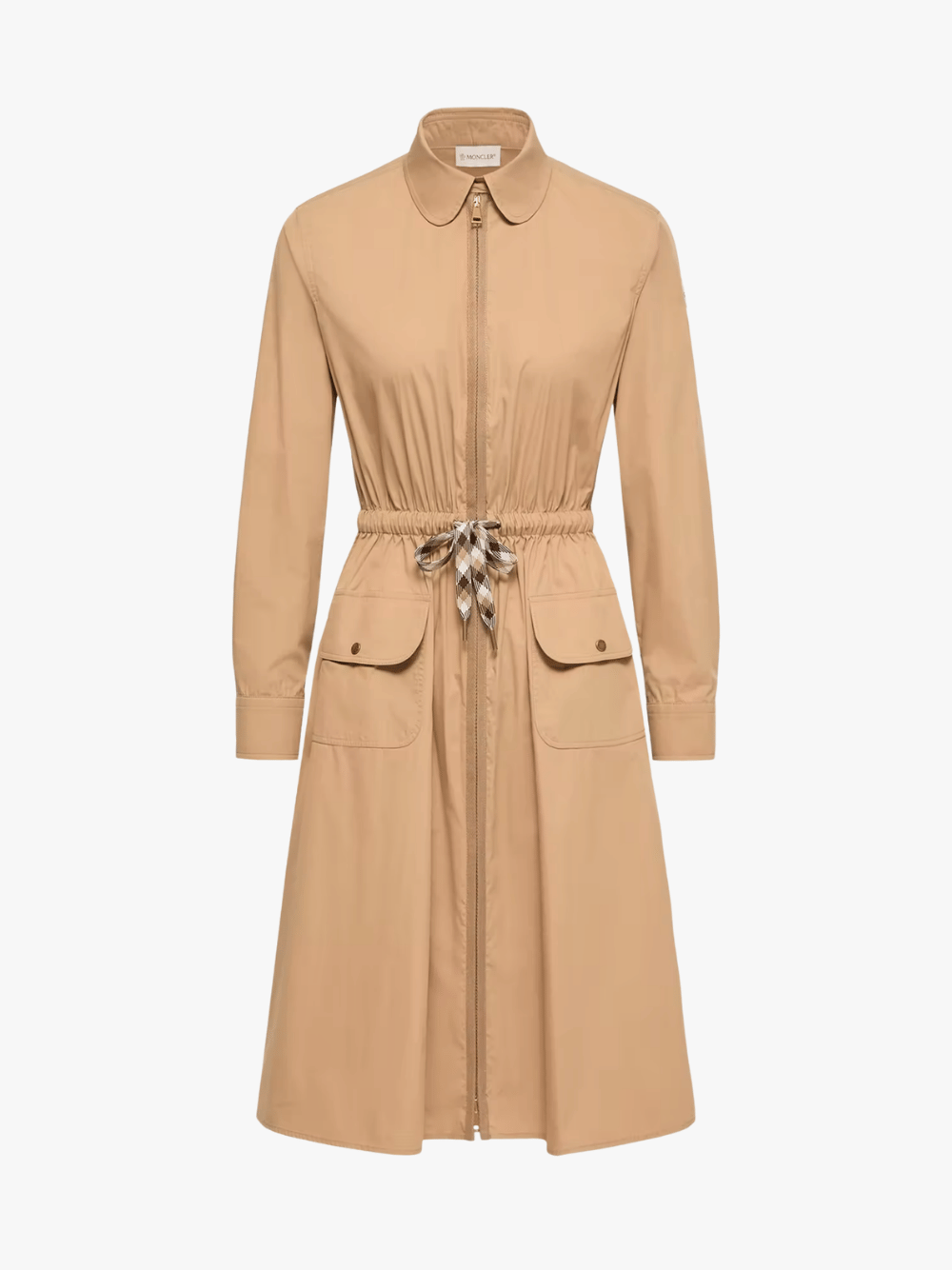 Moncler Knielanges Kleid aus Baumwollmischung Beige Damen