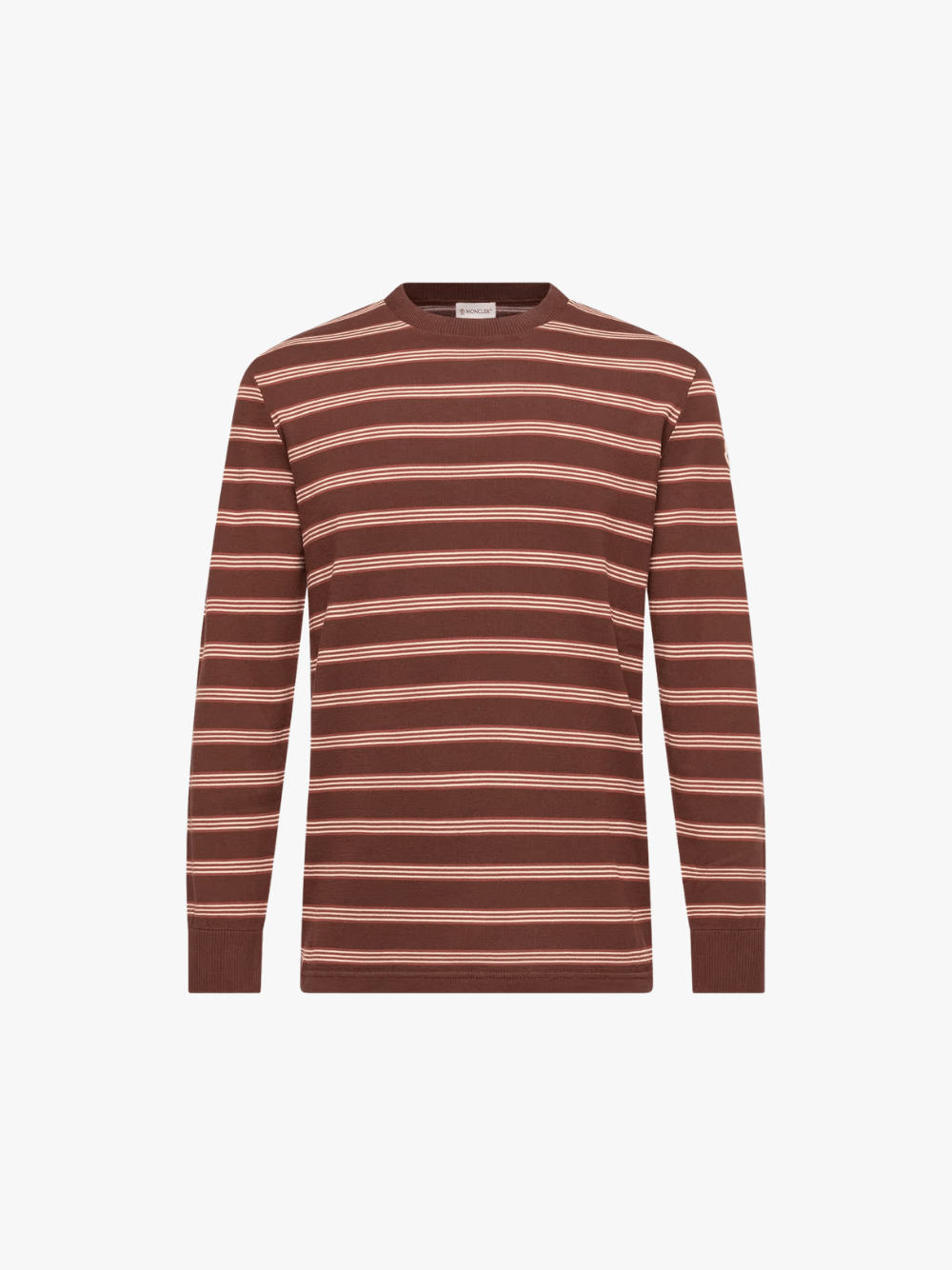 Moncler Striped Cotton Sweatshirt Brown & Pink Herren