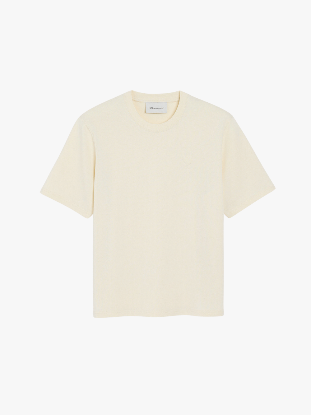 White Cream Cotton T-Shirt with Embossed Ami de Coeur
