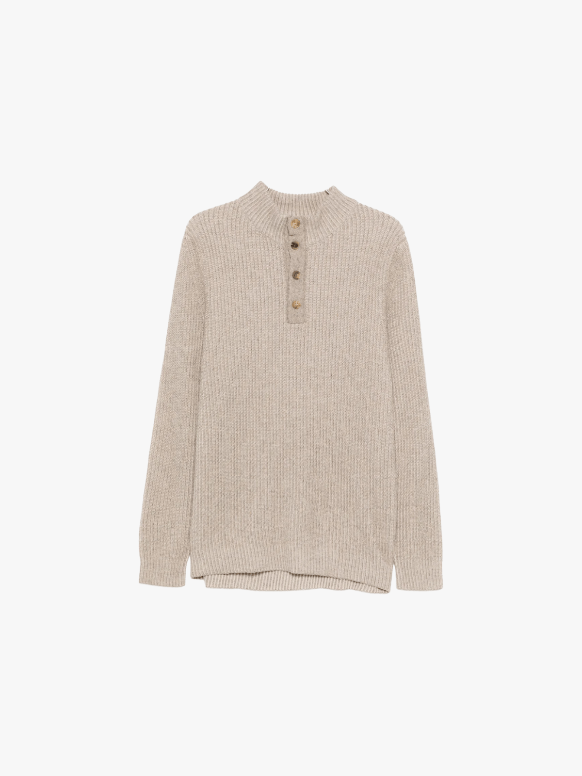 Maurizio Baldassari Gerippter Henley-Pullover Beige Herren