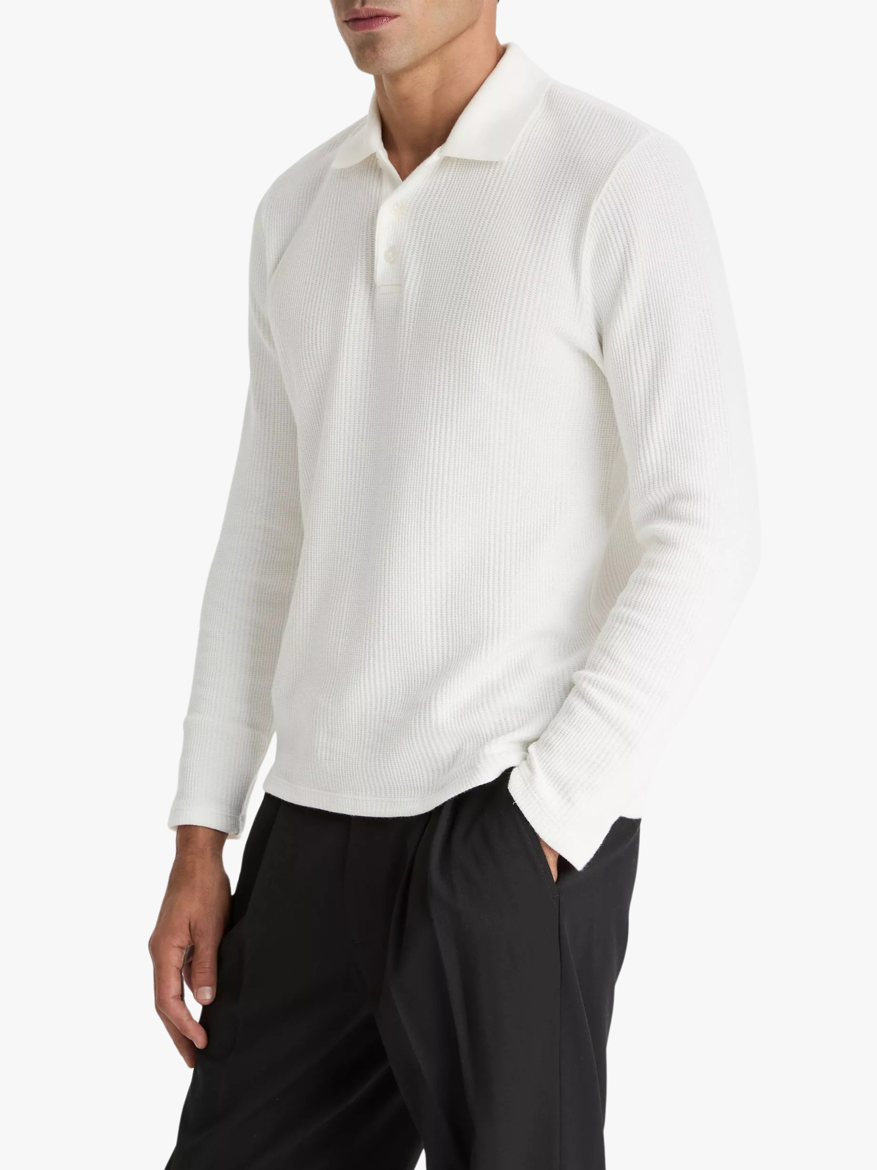 Vince Variegated Baumwoll Polohemd Off White Herren