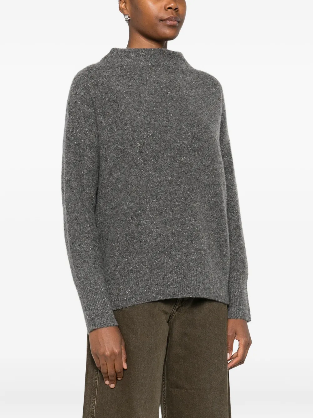 Vince gefleckter Pullover mit Stehkragen Grau Damen