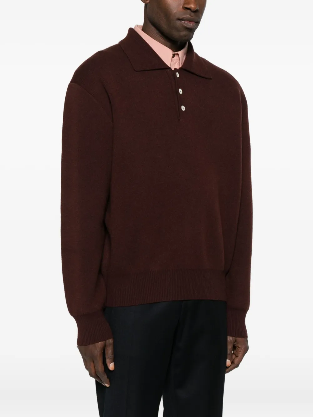 Dunst Polo-Kragen Sweater mit Knöpfen Braun Herren
