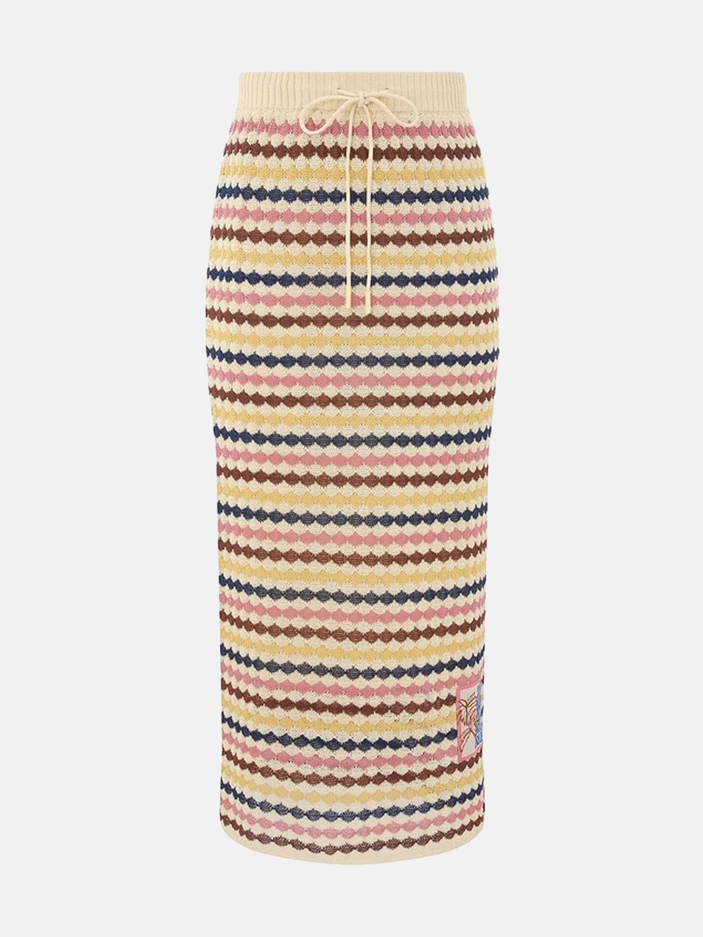 Zimmermann Awaken Scallop Knit Midi Skirt Multi Stripe Damenrock