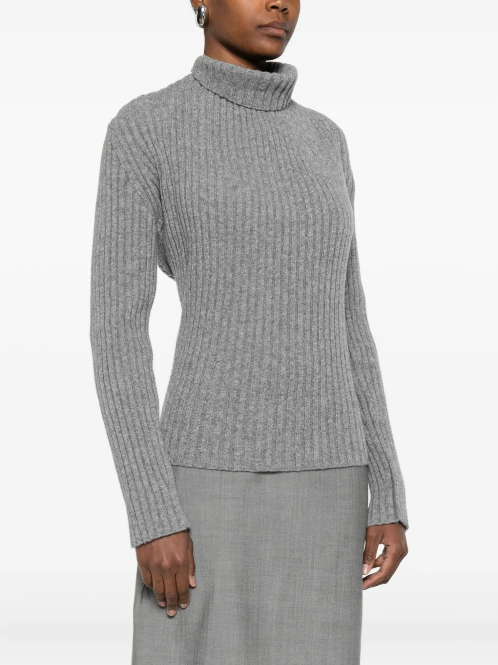 Victoria Beckham geripptes Rollkragenoberteil Grau Damen