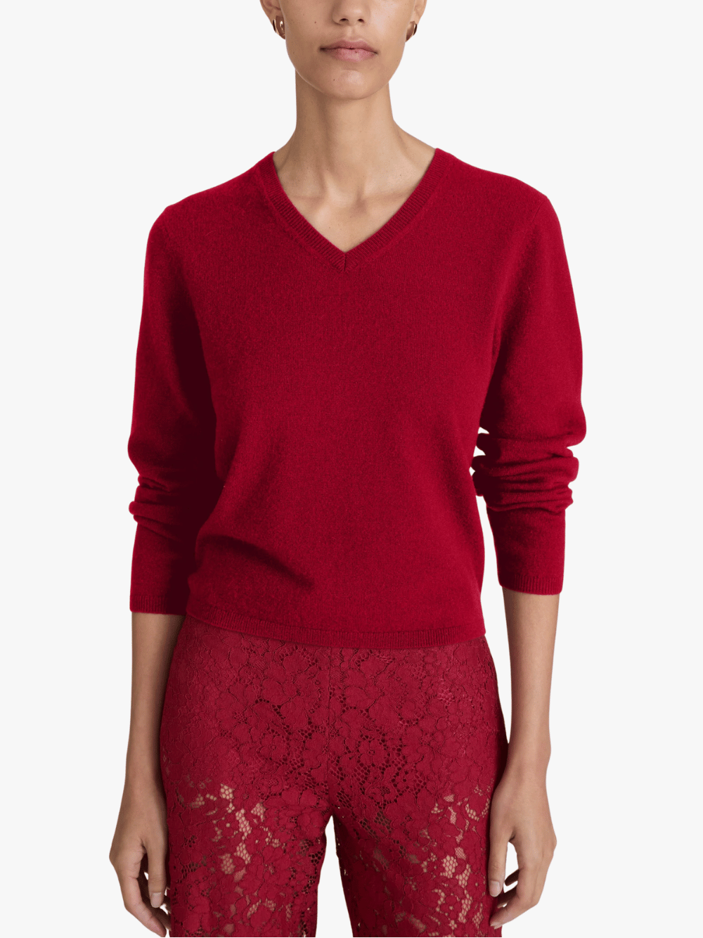 Frame Everyday Cashmere V-Neck Rot Damen