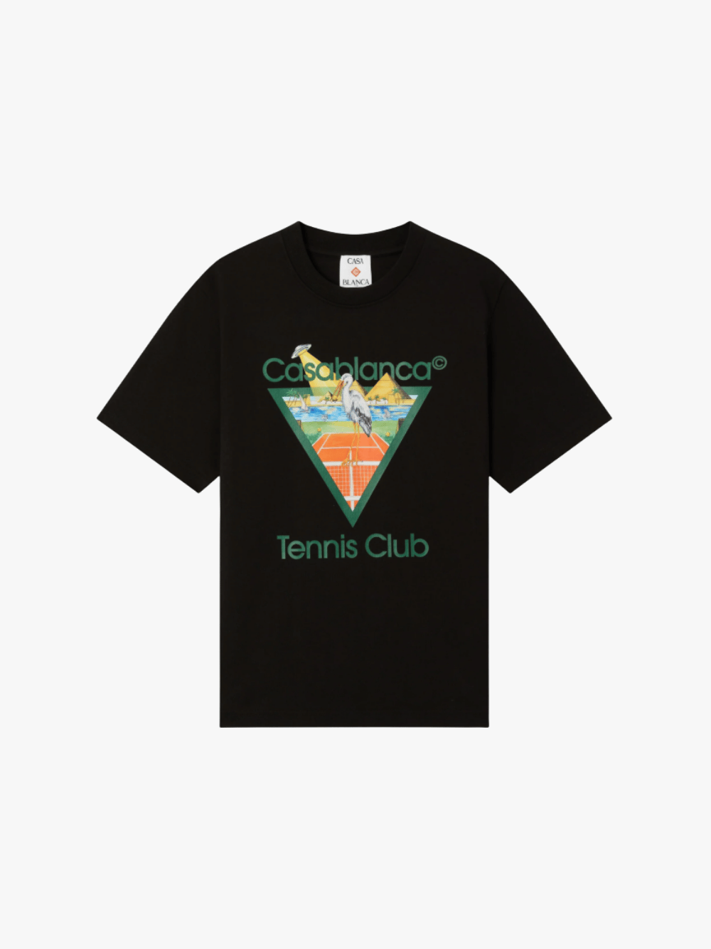 Casablanca Black Tennis Club Icon Pyramid Abduction Short Sleeve T-Shirt Schwarz Herren