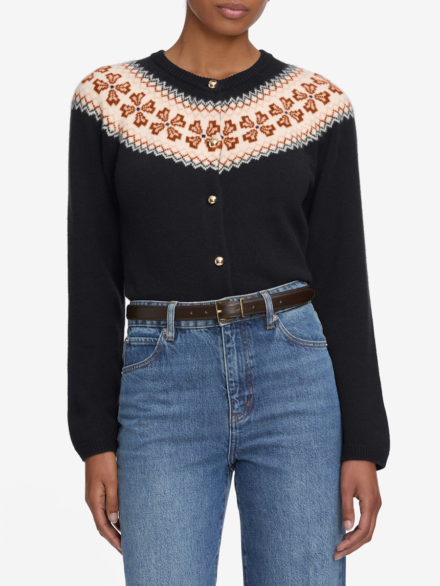 Frame Der Cashmere Fairisle-Cardiganin Marineblau Damen