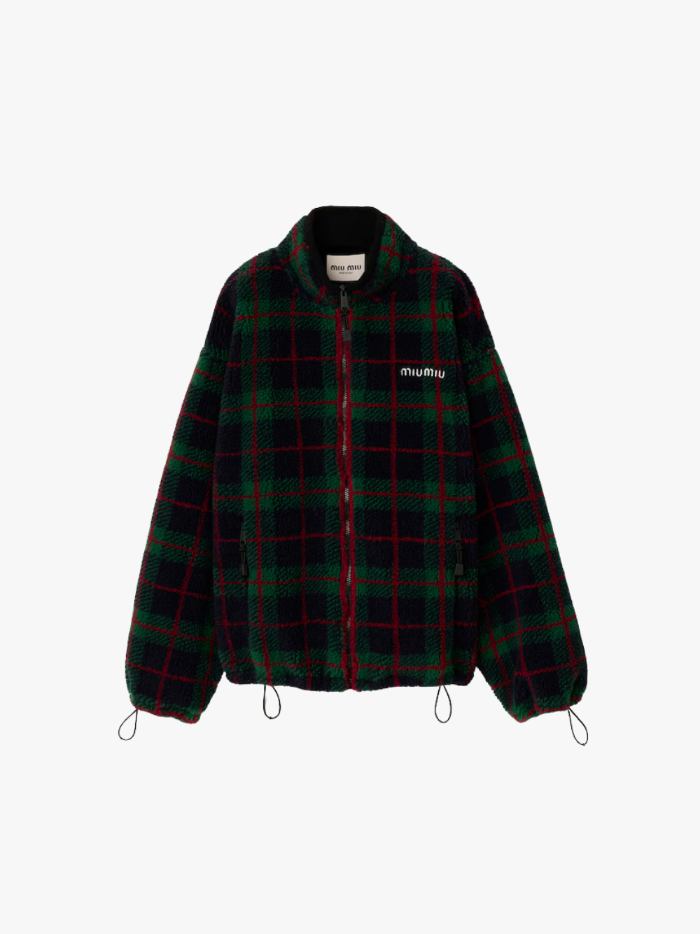 Miu Miu Checked Teddy Zipper Jacke Mehrfarbig Damen