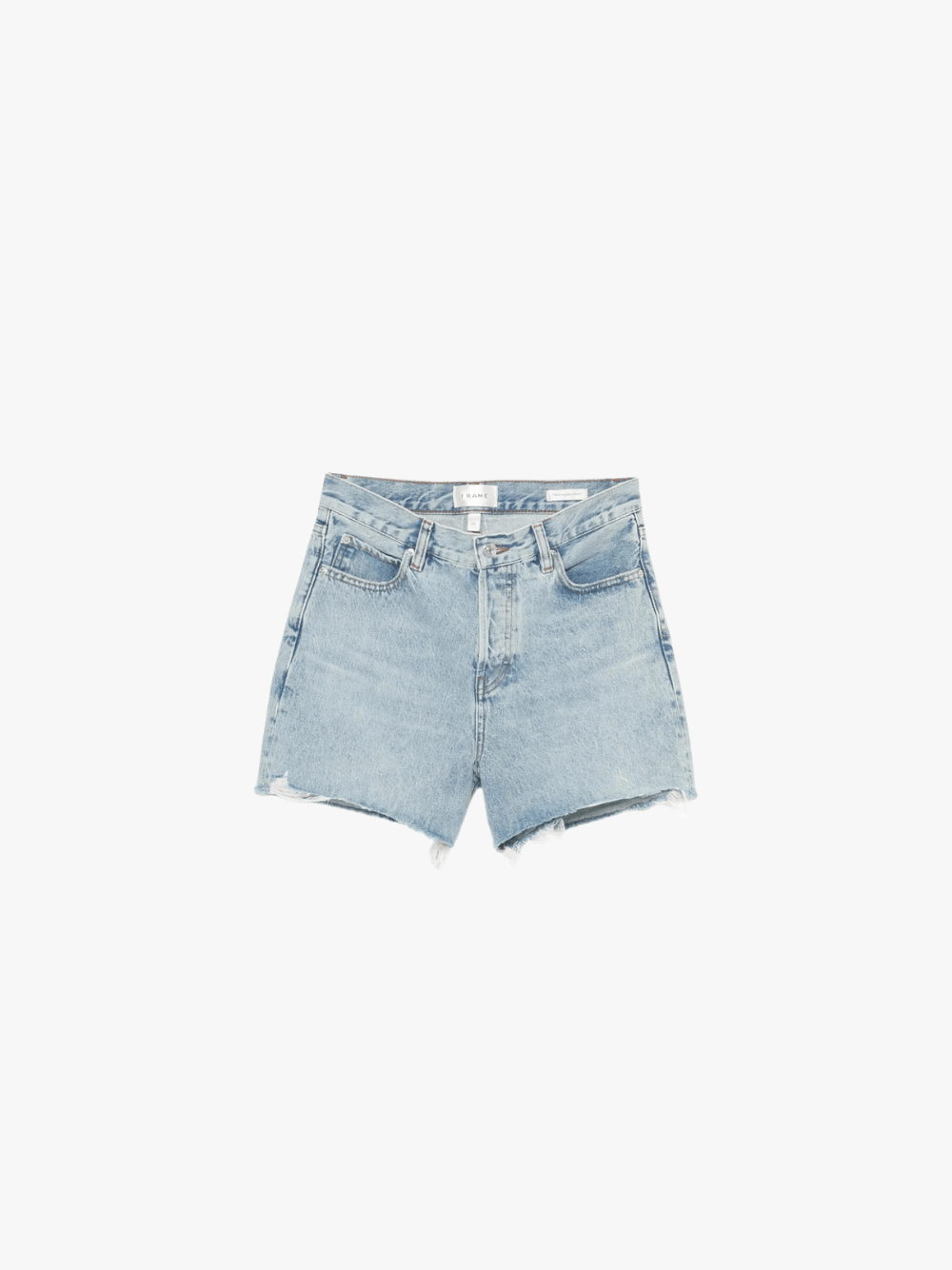 Frame The Everyday frayed shorts Hellblaue Denim‑Shorts Damen