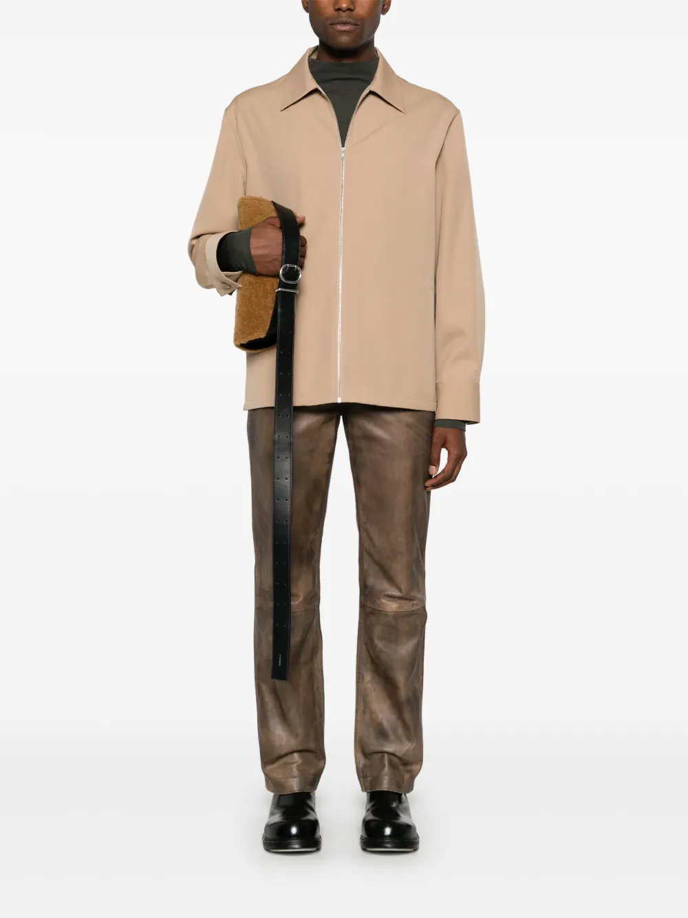 Jil Sander Hemdjacke aus Wolle Beige Herren